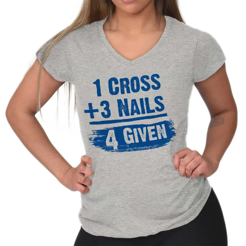 4 Given Junior Fit V-Neck T-Shirt Welt Pockets Slit Pockets Flap Pockets