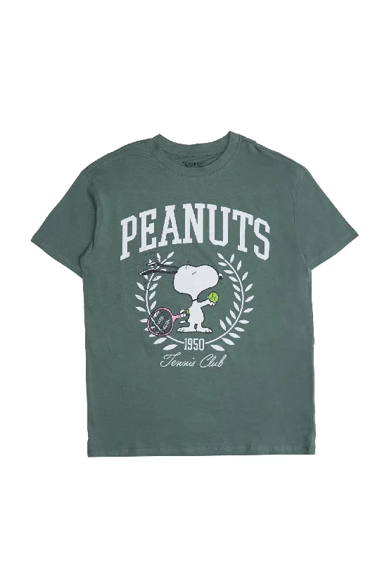 Peanuts Snoopy Tennis Graphic Relaxed Tee Graphic Embroidered Appliqued