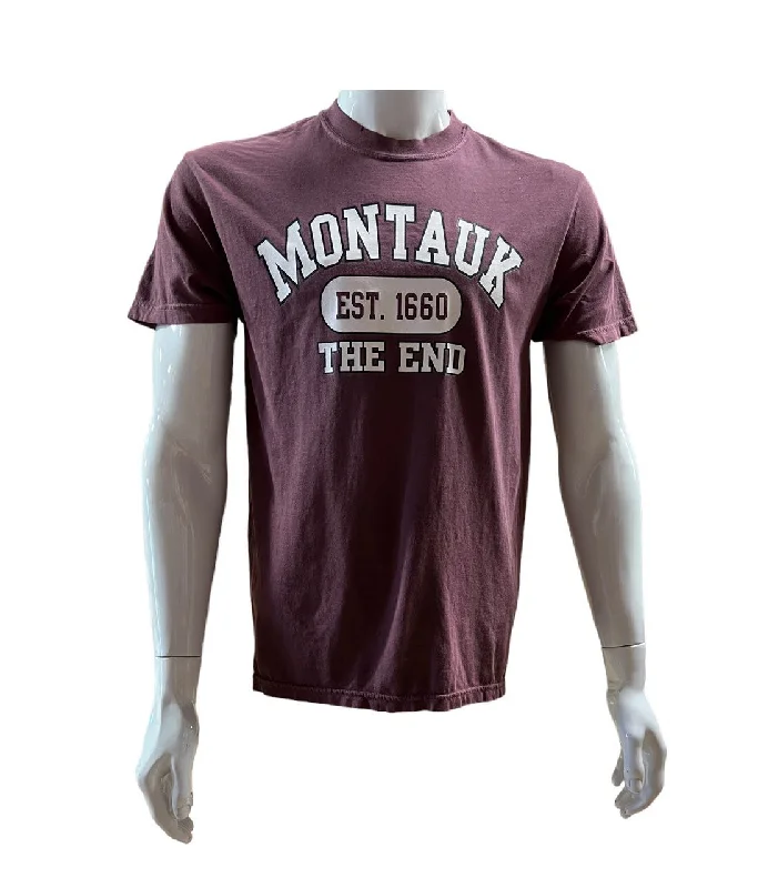 Adult Montauk The End Est. 1660 Short Sleeve Tee Basic T-Shirt Crew Neck Short Sleeve Adult Montauk The End Est. 1660 Short Sleeve Tee Basic T-Shirt Crew Neck Short Sleeve