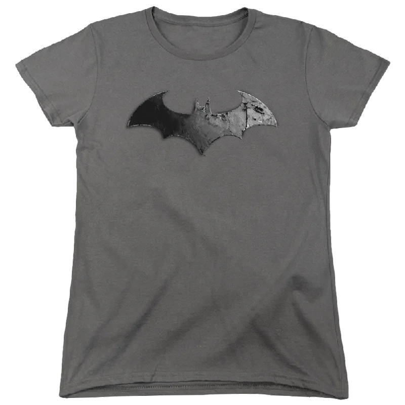 Batman - Arkham Bat Logo - Women's T-Shirt Hooded Caped Shawl Collar