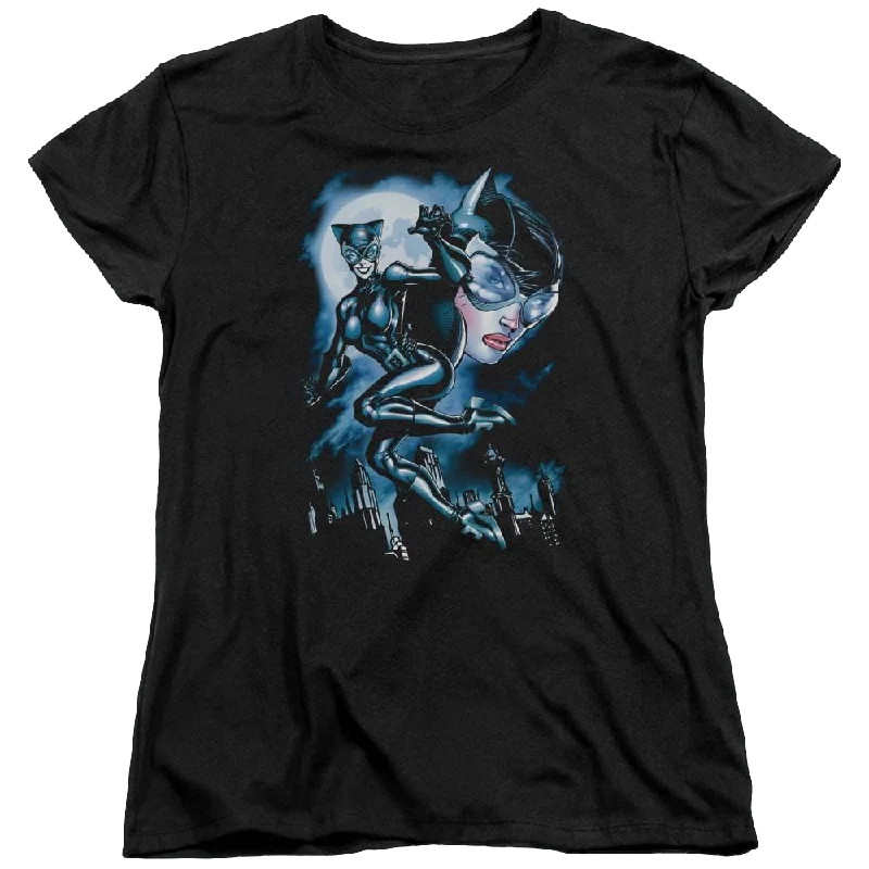Batman Moonlight Cat - Women's T-Shirt Striped Floral Plaid