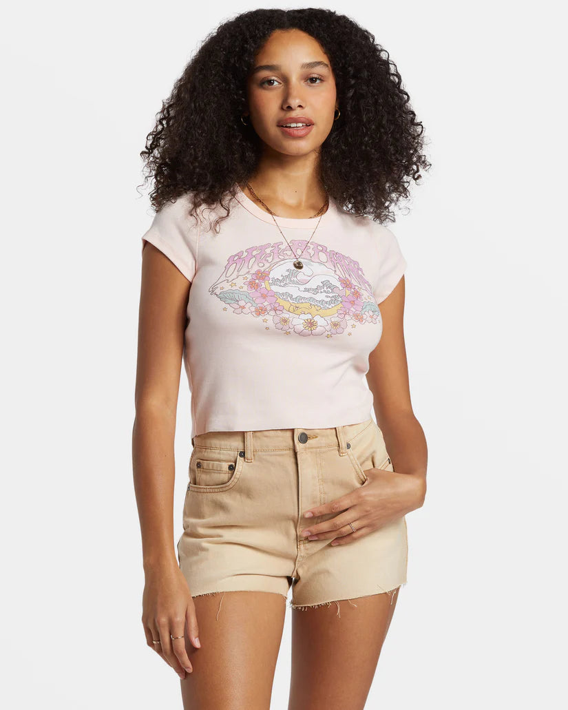 BILLABONG BRIGHTER DAYS AHEAD WOMENS TEE - PINK Layered Multi-layer Single Layer