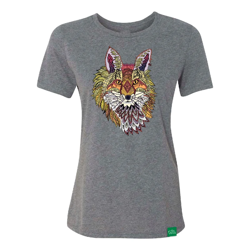 Boho Fox Womens Relaxed T-Shirt Real Fur Shearling Chenille