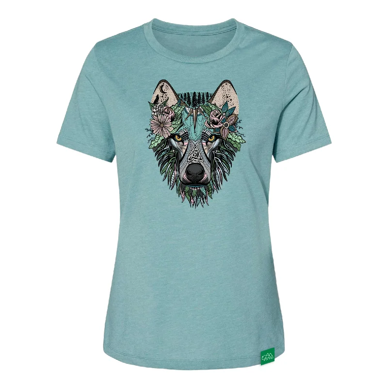 Boho Wolf Womens Relaxed T-Shirt Plaid T-Shirt Polka Dot Checkered