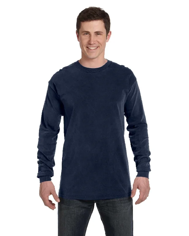 Comfort Colors Garment-Dyed Long Sleeve T-Shirt | True Navy Nylon Fabric Polyester Fabric Spandex Fabric Comfort Colors Garment-Dyed Long Sleeve T-Shirt | True Navy Nylon Fabric Polyester Fabric Spandex Fabric