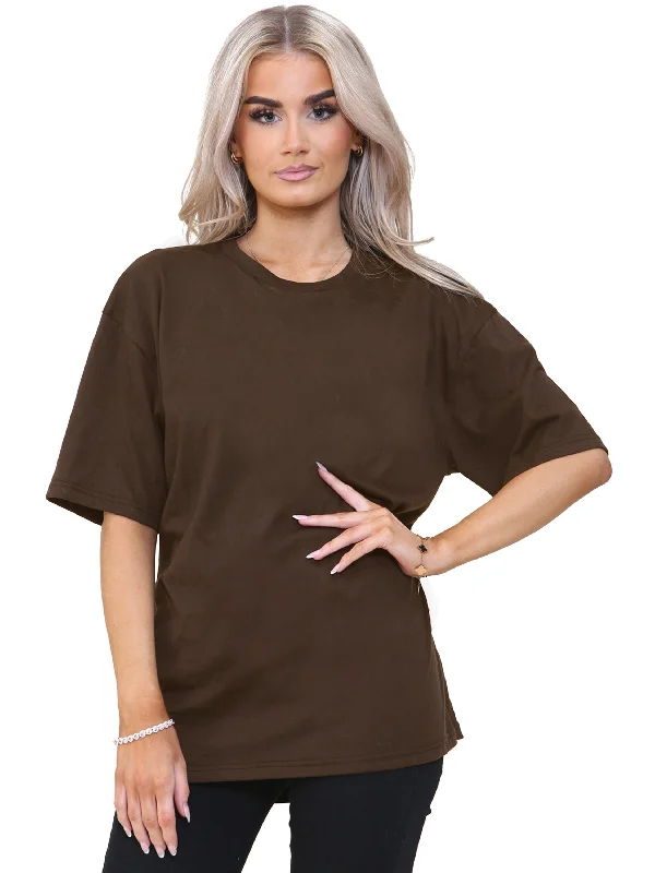 Enzo | Womens Oversized T-Shirt Mesh Blend Leather Blend Suede Blend