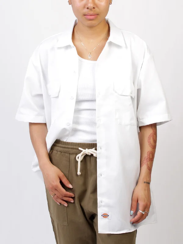 Twill Work Short Sleeve Buttondown Shirt Striped Floral Plaid