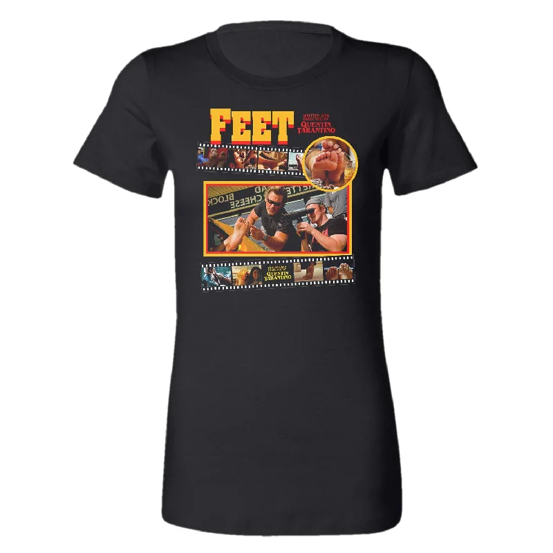 Feet - Women's Tee V-Neck T-Shirt Long Sleeve Cotton