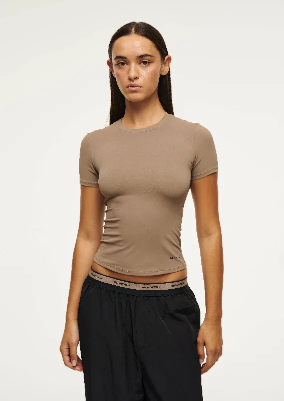 FOUNDATION SHORT SLEEVE TEE IN FOSSIL Terry Blend Velvet Blend Canvas Blend