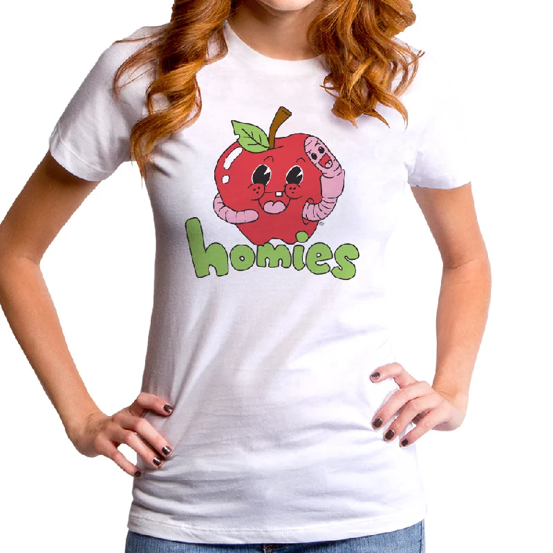 Homies Apple and Worm Women's T-Shirt Modern Contemporary Chic