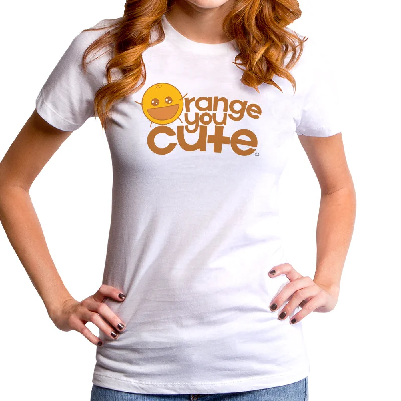 Orange You Cute Women's T-Shirt Mesh Blend Leather Blend Suede Blend