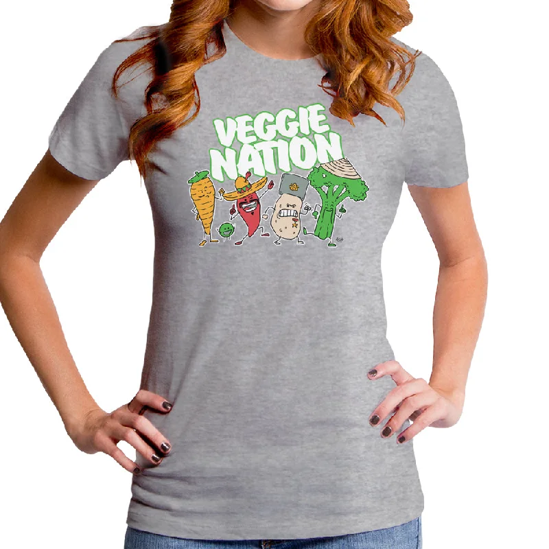 Veggie Nation Women's T-Shirt Graphic T-Shirt Round Neck Polyester