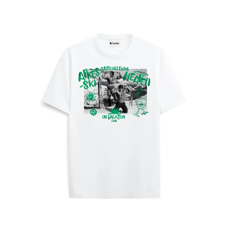 Green Après Ski Heaven T-Shirt - White Spandex Blend Rayon Blend Denim Blend