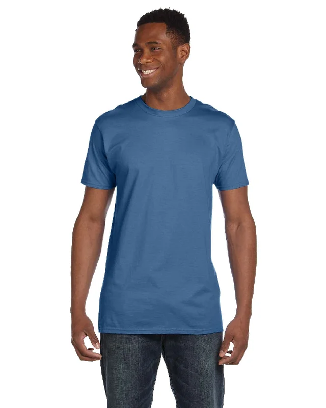 Hanes Combed Cotton T-Shirt | Heather Blue Basic T-Shirt Crew Neck Short Sleeve
