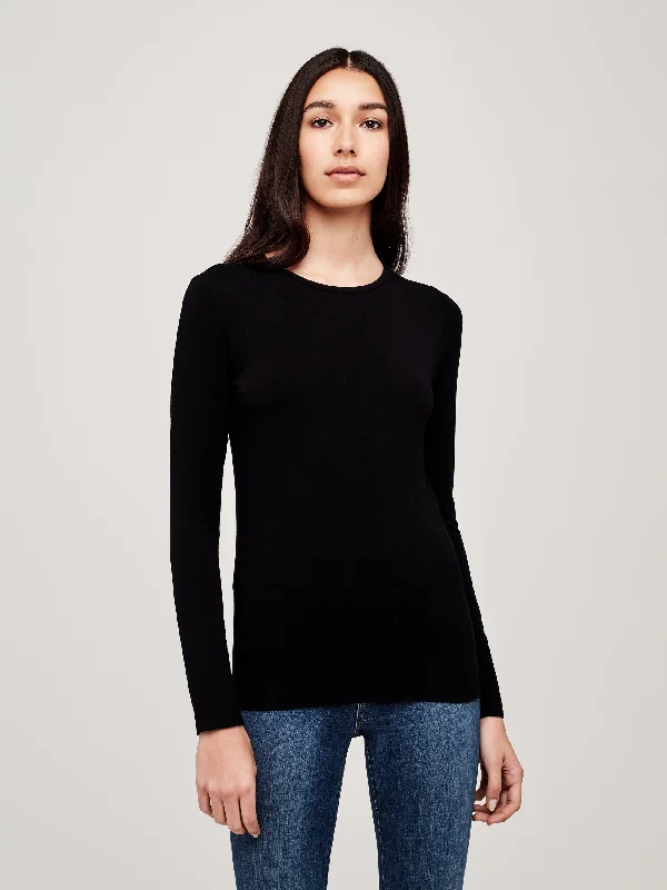 Tess Long Sleeve Crew Tee 5491MJT Satin Fabric Silk Fabric Chiffon Fabric