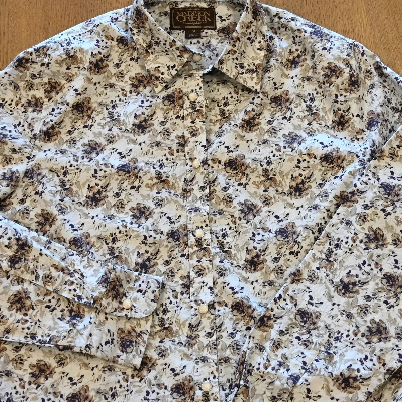 Madison Creek Claire Shirt Bronze Flower Striped Floral Plaid