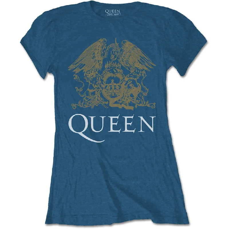 Queen Crest Ladies T-Shirt V-Neck T-Shirt Long Sleeve Cotton