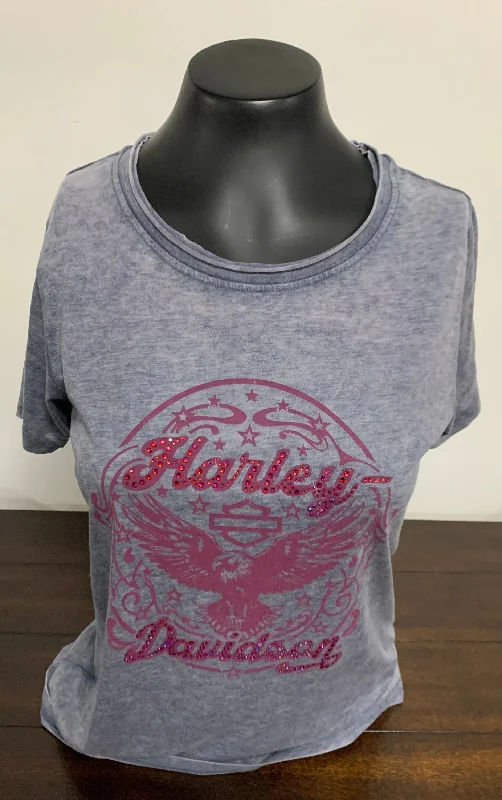 Retro Eagle Short Sleeve Tee Rayon Fabric Velvet Fabric Corduroy Fabric