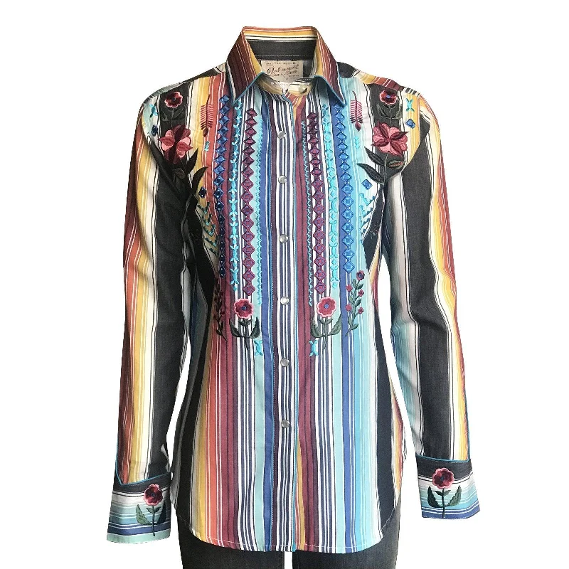 Rockmount Ranch Wear Womens Boho Serape Western Shirt with Cascading Embroidery Elegant Classic Vintage Rockmount Ranch Wear Womens Boho Serape Western Shirt with Cascading Embroidery Elegant Classic Vintage