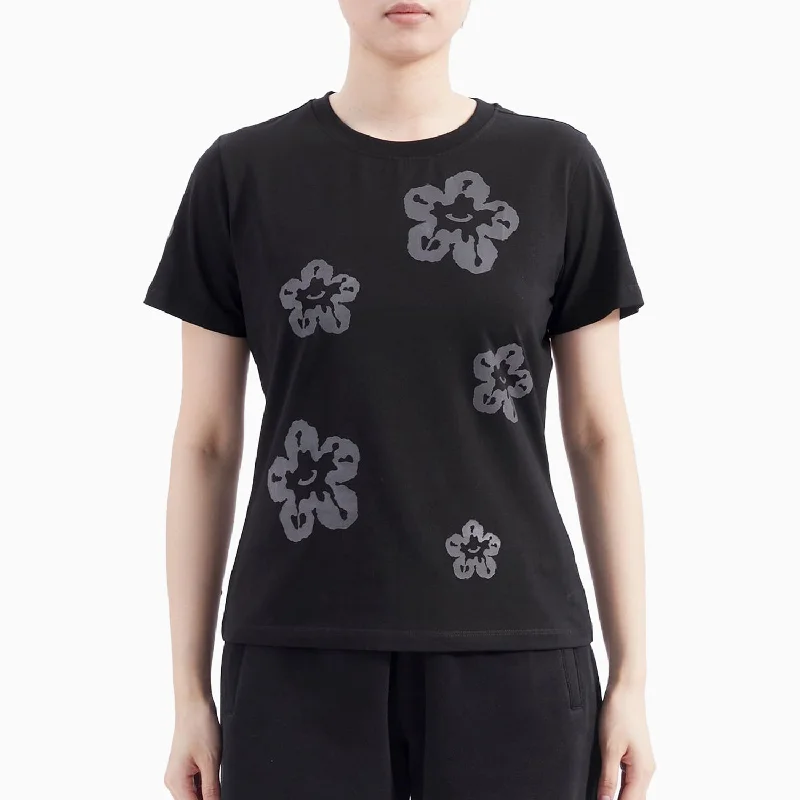 Women's Tone On Tone Tear Drip T-Shirt Polka Dot Checkered Tartan