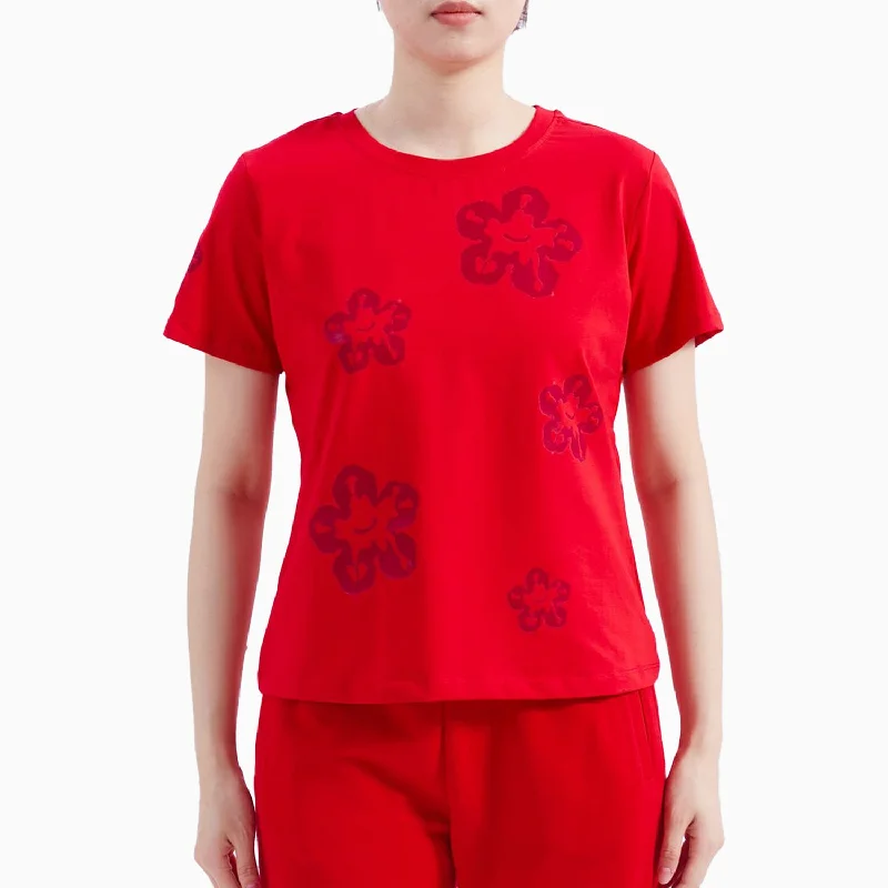 Women's Tone On Tone Tear Drip T-Shirt Casual Formal Business