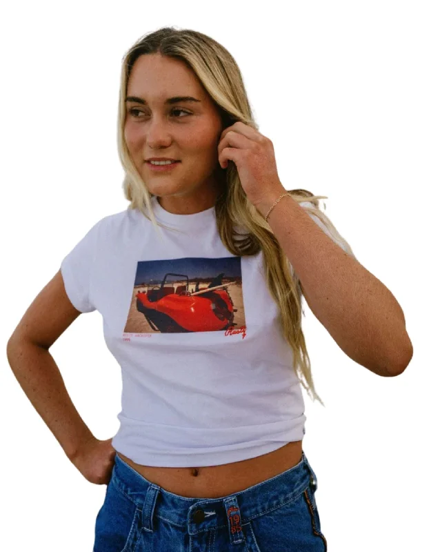 Road Trip Graphic Baby Tee Solid Print Embellished