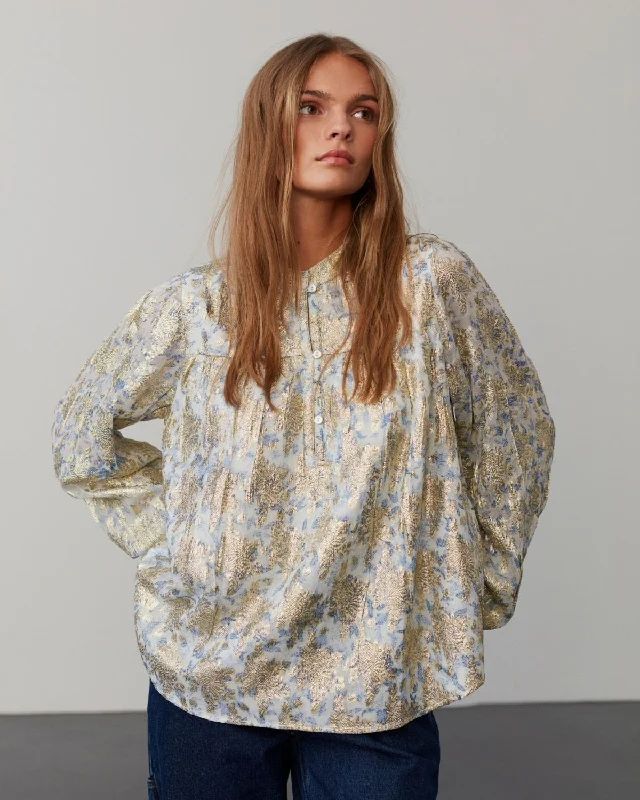 NILASW SHIRT - Bright Blue Jersey Fabric Tulle Fabric Batik Fabric