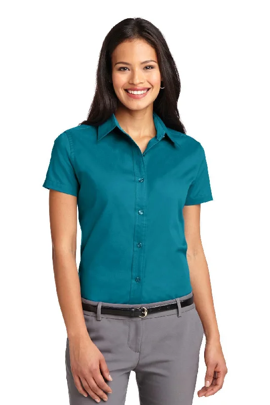Port Authority Ladies Short Sleeve Easy Care Shirt. L508 Collared Crew Neck Turtle Neck Port Authority Ladies Short Sleeve Easy Care Shirt. L508 Collared Crew Neck Turtle Neck