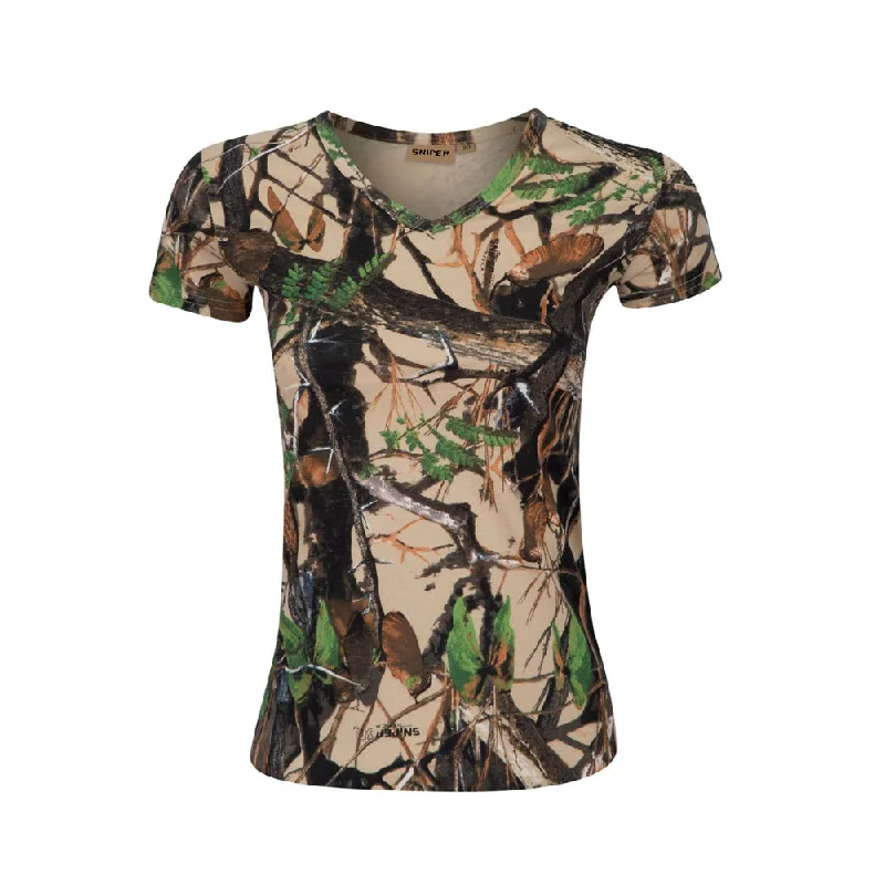 Sniper Ladies T/Shirt Combo  Camouflage Beaded Sequined Faux Fur