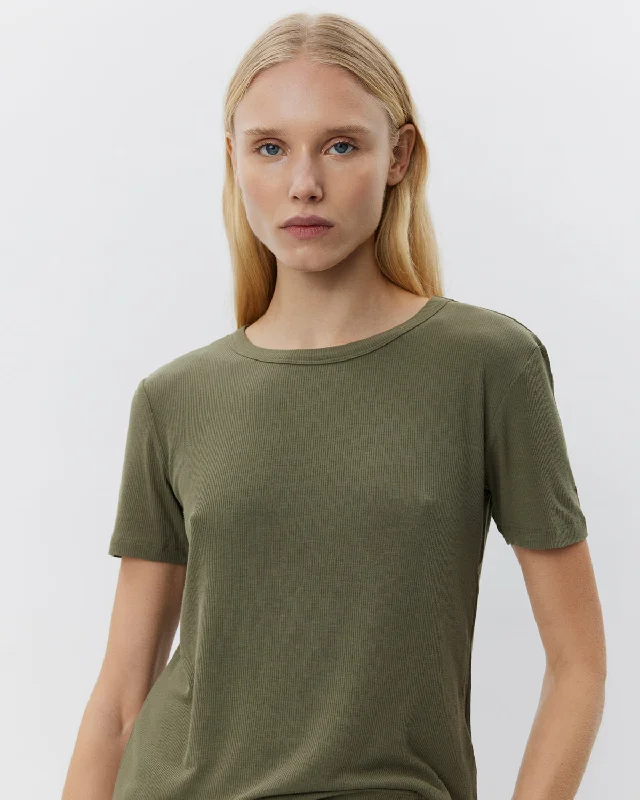 NATALIASW T-SHIRT - Army Green Graphic T-Shirt Round Neck Polyester
