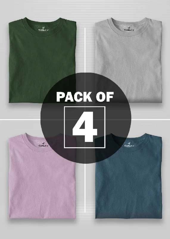 Solid Half Sleeve T-Shirt Women Combo - Pack of 4 Cashmere Blend Cotton Blend Poly Blend Solid Half Sleeve T-Shirt Women Combo - Pack of 4 Cashmere Blend Cotton Blend Poly Blend