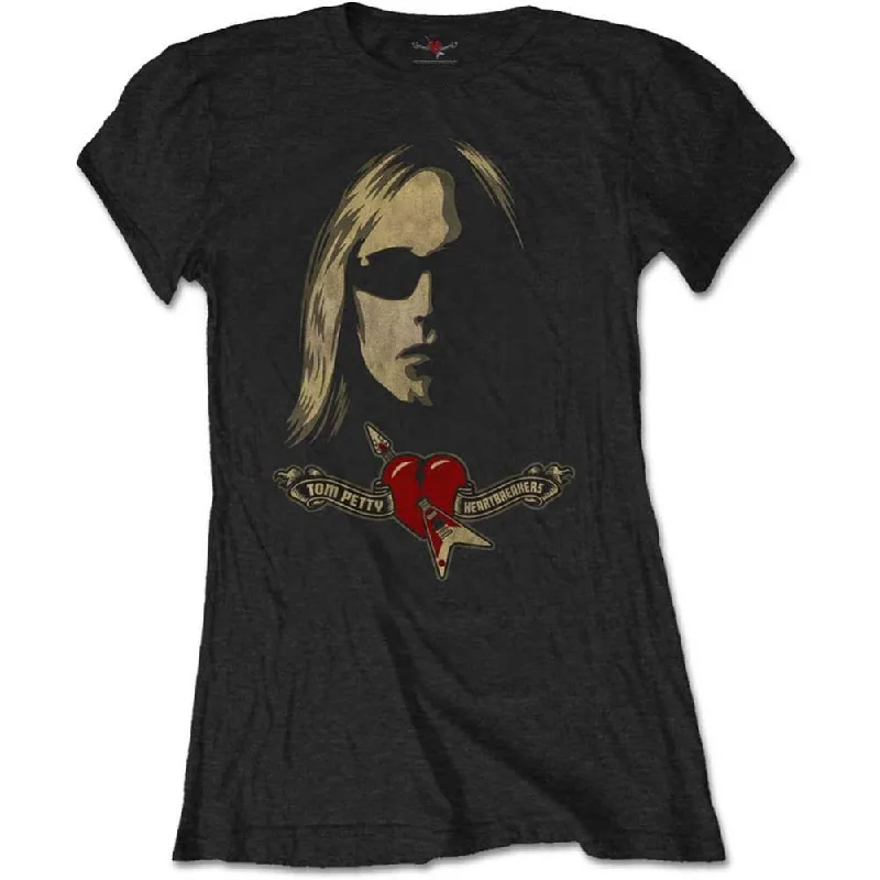 Tom Petty & The Heartbreakers Shades & Logo Ladies T-Shirt Wool Fabric Cashmere Fabric Tweed Fabric Tom Petty & The Heartbreakers Shades & Logo Ladies T-Shirt Wool Fabric Cashmere Fabric Tweed Fabric