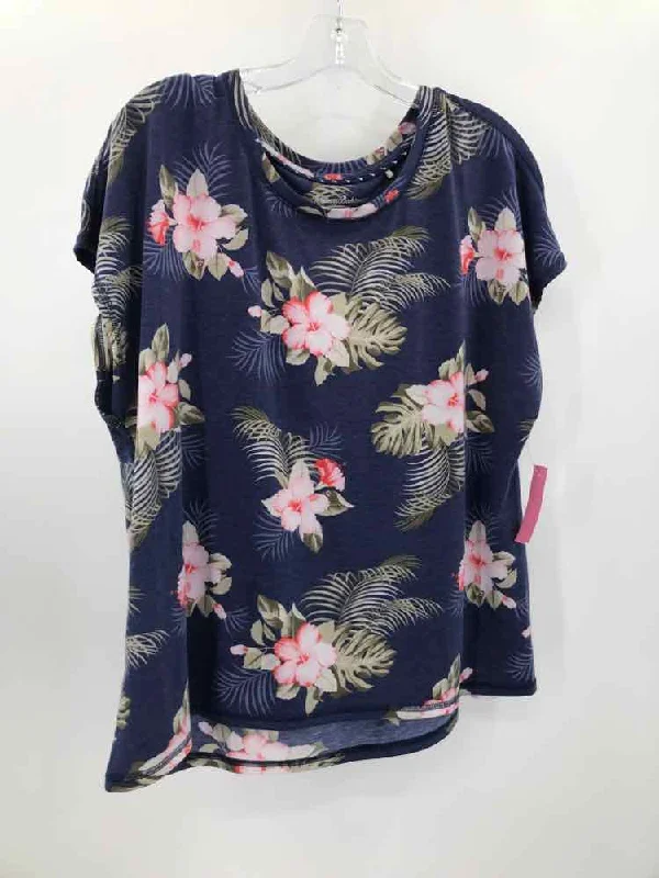 Pre-Owned Tommy Bahama Purple Size Large Floral T-shirt Sequined Glittery Shiny