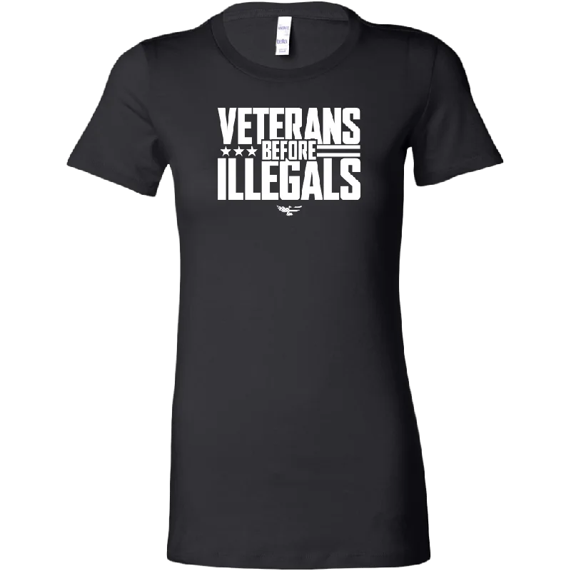 Veterans Before Illegals Women's T-Shirt Thin T-Shirt Open Front Quick Dry