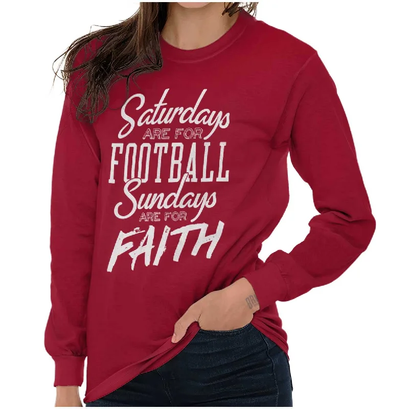 Weekend Football & Faith Long Sleeve T Shirt Hooded Caped Shawl Collar