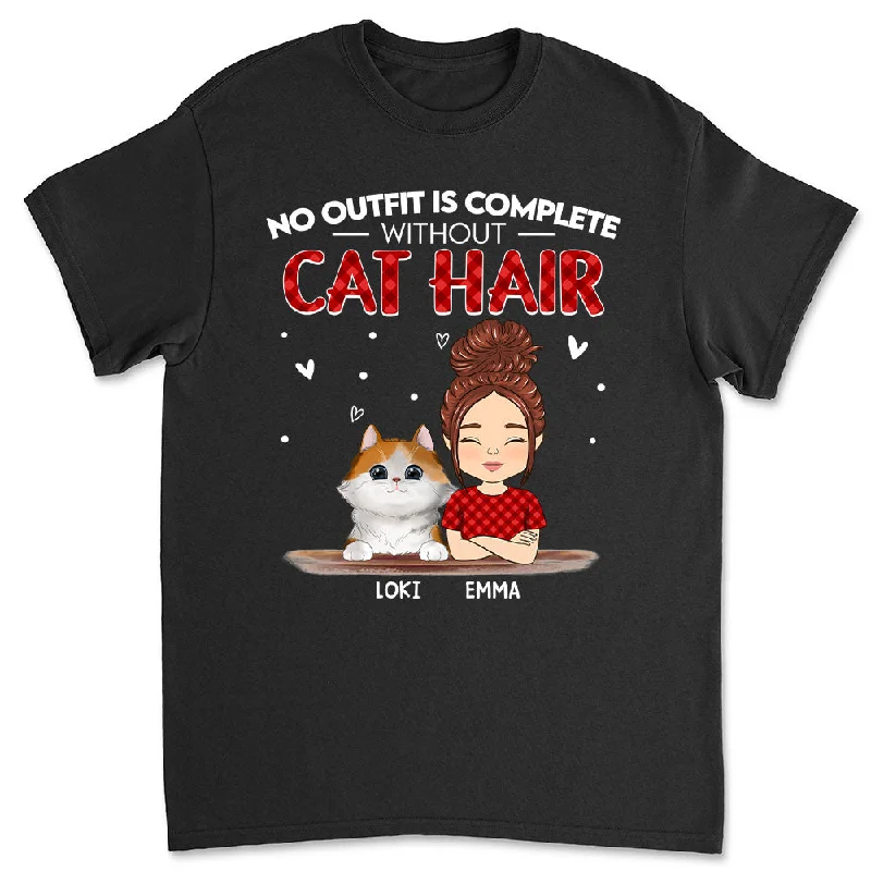 Without Cat Hair - Personalized Custom Unisex T-shirt Notch Collar Peter Pan Collar Cowl Neck Without Cat Hair - Personalized Custom Unisex T-shirt Notch Collar Peter Pan Collar Cowl Neck