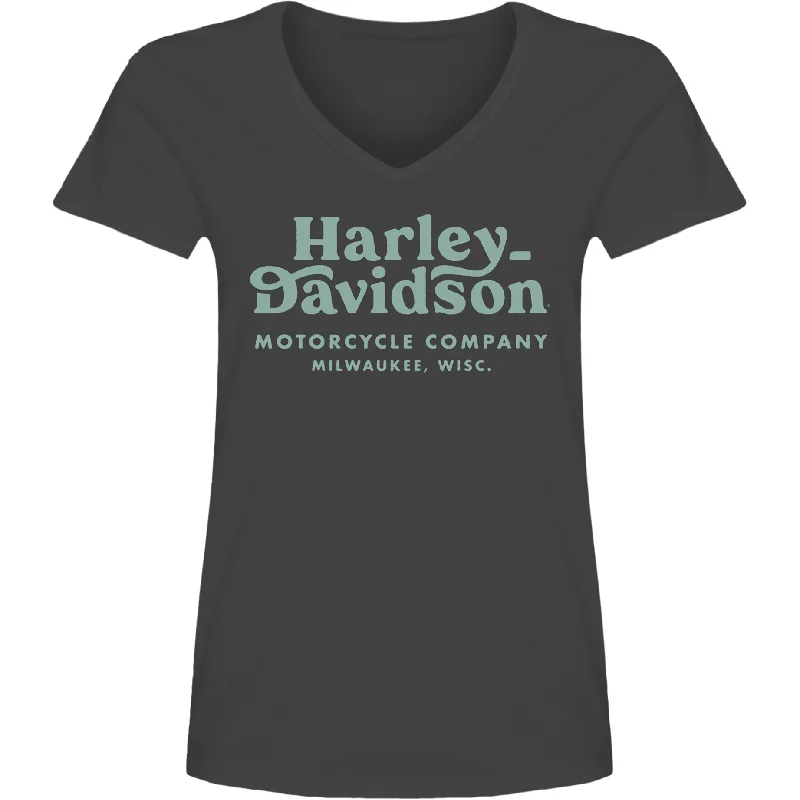 Women's H-D Minted V-Neck Tee Rayon Fabric Velvet Fabric Corduroy Fabric