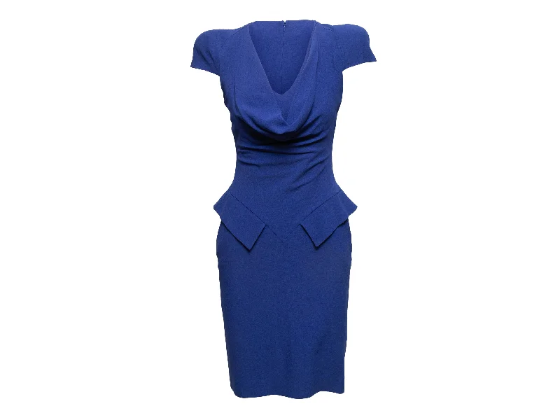 Blue Alexander McQueen Peplum Dress Size IT 40
