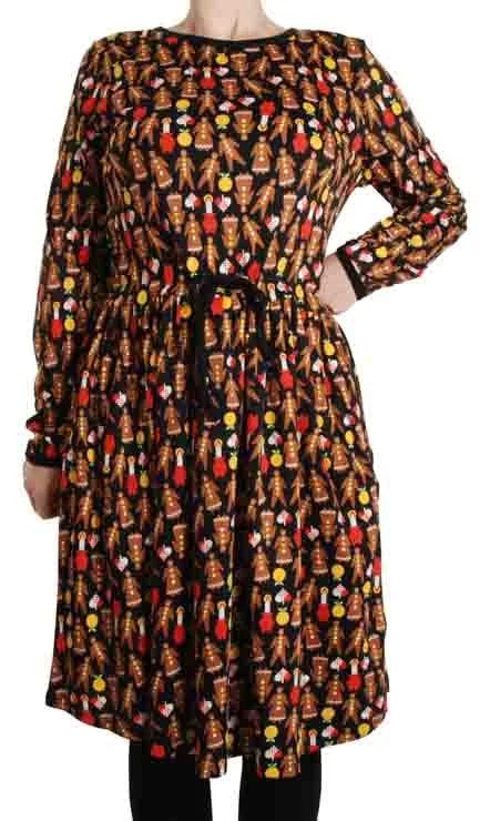 DUNS Adult LS Gathered Dress - Gingerbread Black