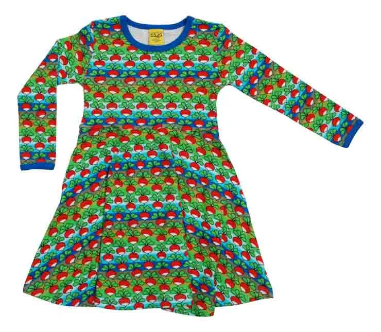 DUNS LS Skater Dress - Radish Stripe Blue / Green