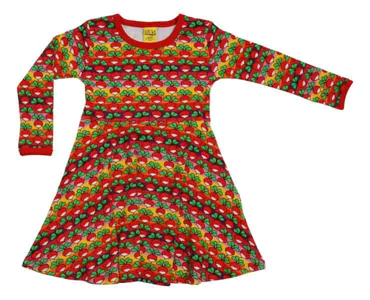 DUNS LS Skater Dress - Radish Stripe Poppy Red