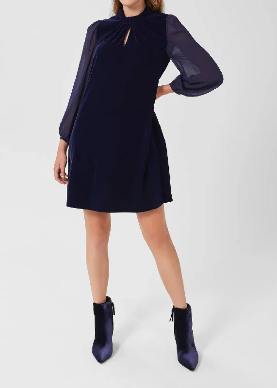 Faye Velvet Dress 0222/5228/9045l00 Midnight-Navy