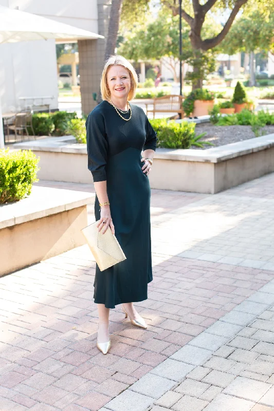 Forest Green 3/4 Sleeve Sweater Top Dress