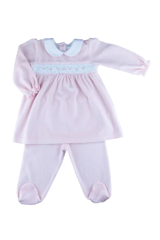 Baby Girl's Pink Velour 2 Pc Dress Set