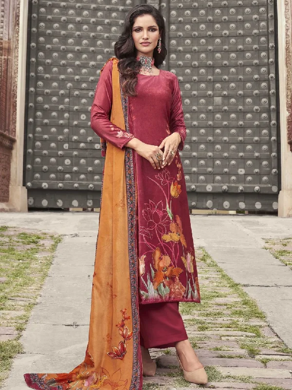 Red Velvet Digital Printed Dress Material