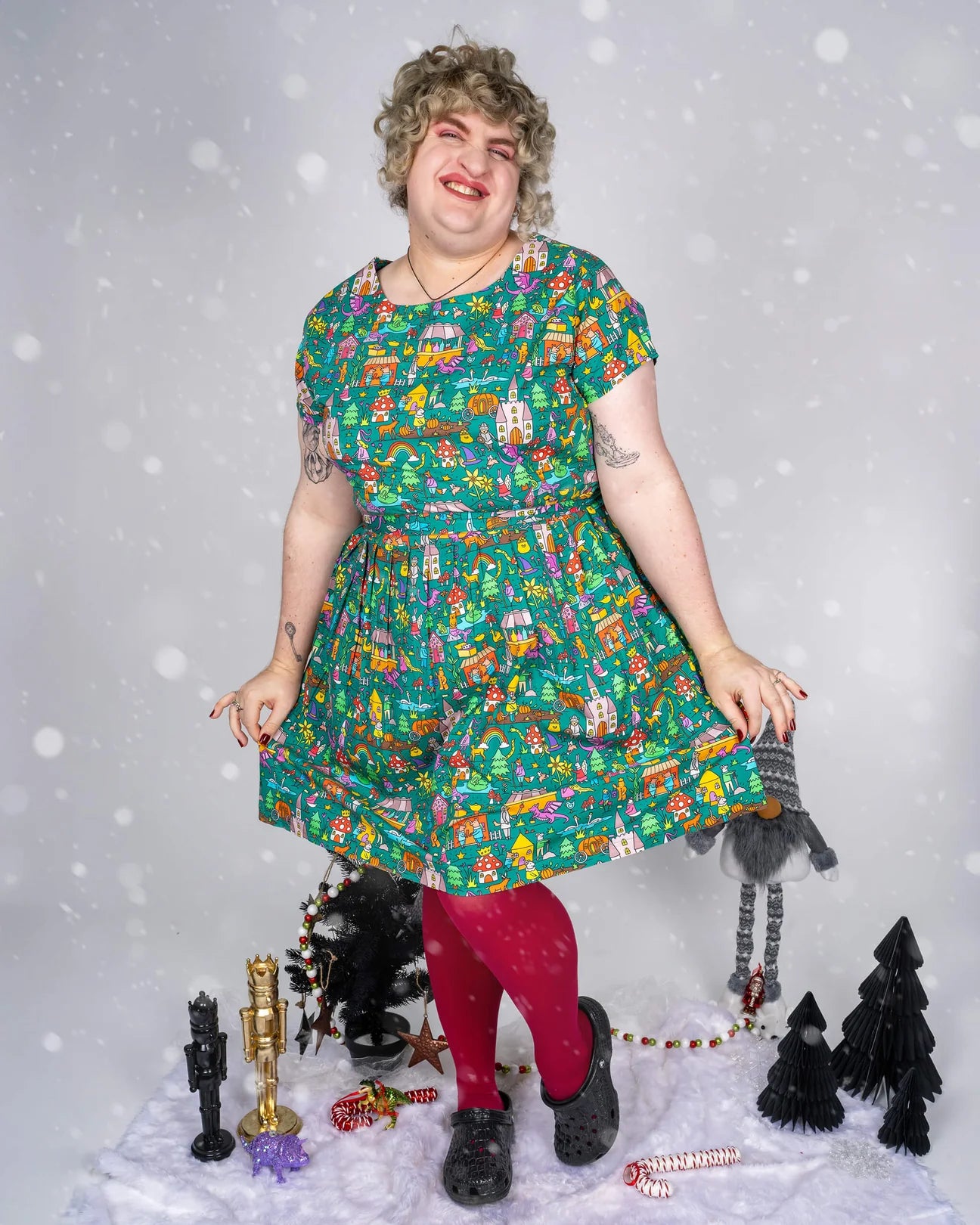 Run & Fly - Festive: Fairytales and Pantomimes Stretch Belted Tea Dress with Pockets