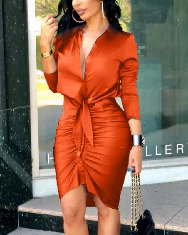 Satin Ruffled Dress