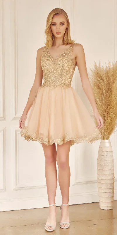 Juliet 835 Short Tulle A-Line Dress Lace Applique Bodice