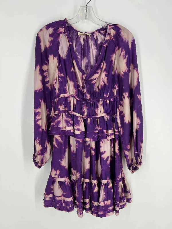 Size 00 Purple/Pink Tie Dye Silk Designer Dress