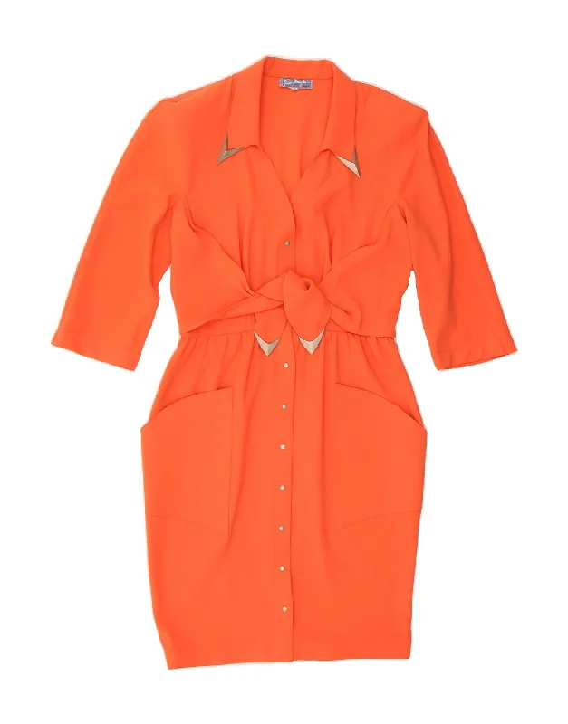 THIERRY MUGLER Womens Vintage Front Tie Sheath Dress EU 42 Large Orange